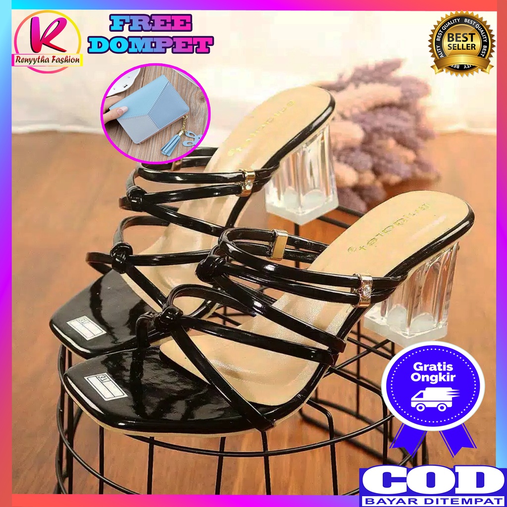 Sepatu Hak High Heels Hils Wanita Sepatu Hak Kaca Tahu Ring Premium Wanita Cewek Terbaru 2022 RX16