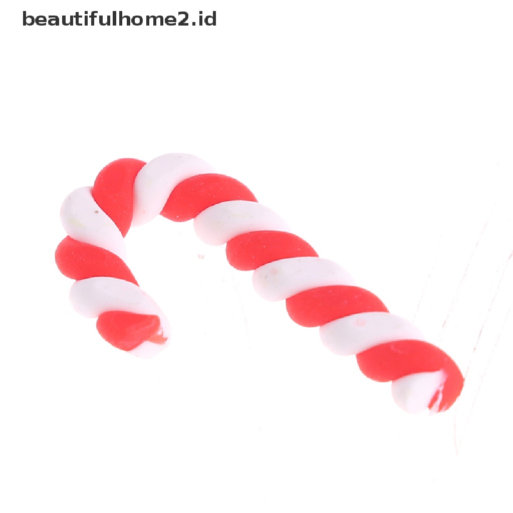 (Beautifulhome2.Id) 20pcs / Set Mainan Miniatur Tongkat Permen Warna Merah / Putih Untuk Dekorasi Rumah Boneka