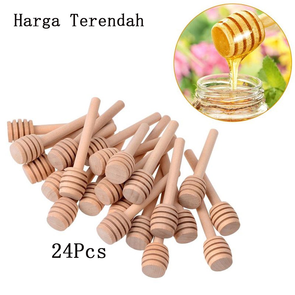  Sendok  Madu  Set 24Pcs Sendok  Pengaduk Mini Kayu  untuk Kopi 