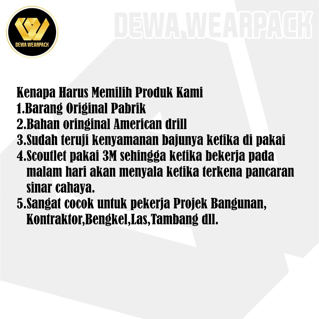 Celana wearpack safety/baju safety/outerwear/baju bengkel/baju proyek/pakaian atasan warna MERAH