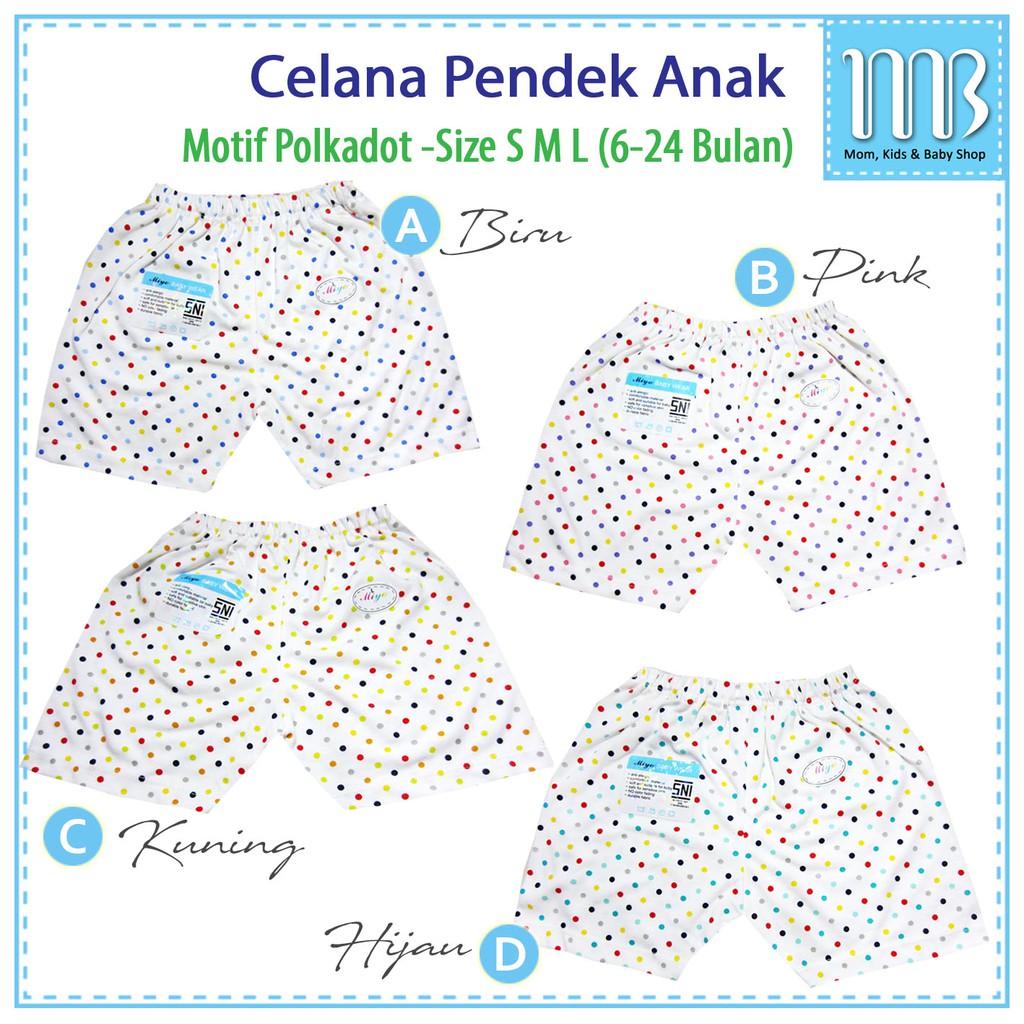 MIYO Celana Pendek Bayi Bintik Polkadot  Size S M L 6 12 18 24 Bulan  Perlengkapan Bayi MIYO