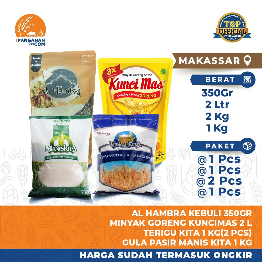 

Paket Sembako iPanganan B - Beras, Gula Pasir, Tepung Terigu & Minyak Goreng (Harga + Ongkir) - MKS
