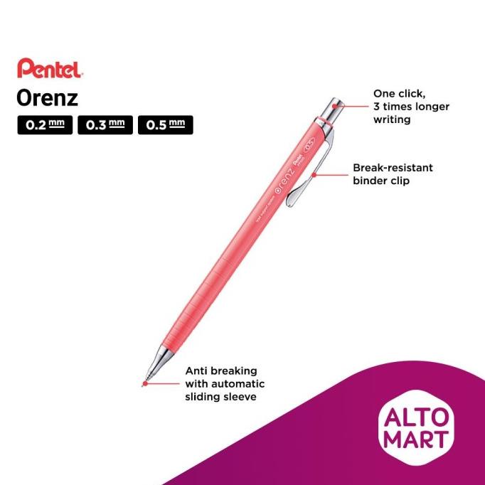 

Pentel ORENZ Mechanical Pencil 0.2 0.3 0.5 mm Pensil Mekanik