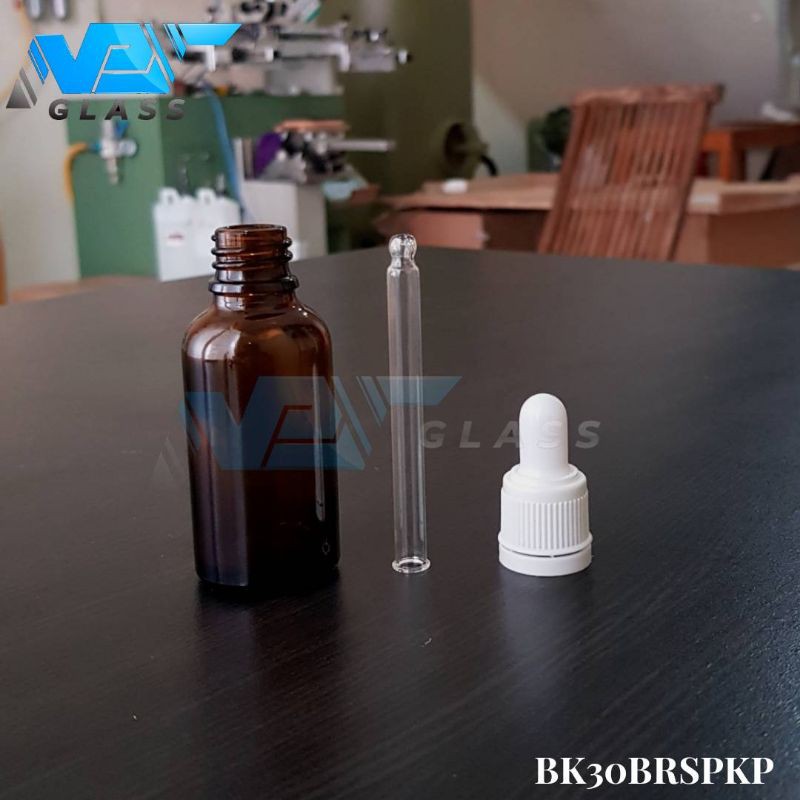 botol kaca pipet 30ml amber / coklat / botol serum 30ml /botol tetes 30ml