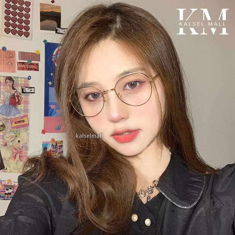 Kacamata Retro Vintage Wanita &amp; Pria Artis Selebgram Bella Lensa Transparan Cat Eye Aksesoris Fashion Import Perempuan dan Laki Laki Kacamata Pelindung Debu Cewek Cowok Model Baru Kaca Mata Antiradiasi Layar Komputer Laptop HP Banjarbaru Banjarmasin KCP2