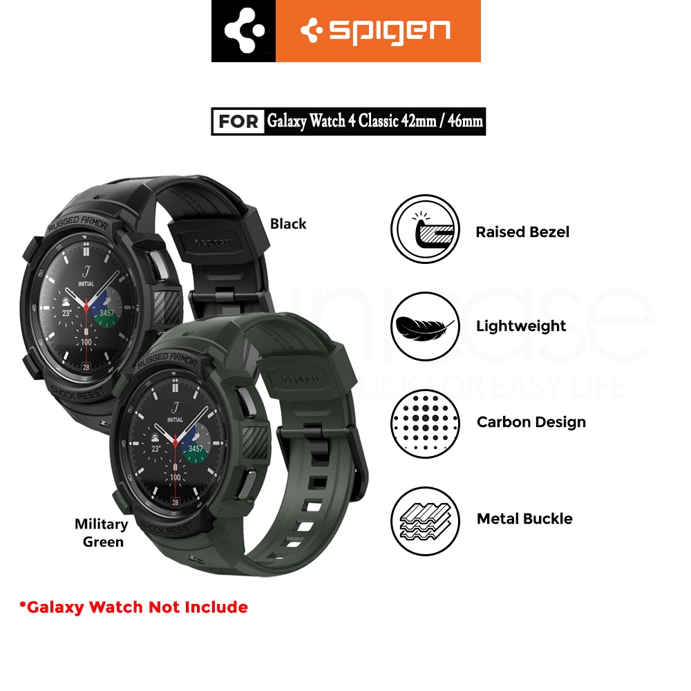 New Strap /Case Galaxy Watch 4 Classic 46mm /42mm Spigen Rugged Armor Soft