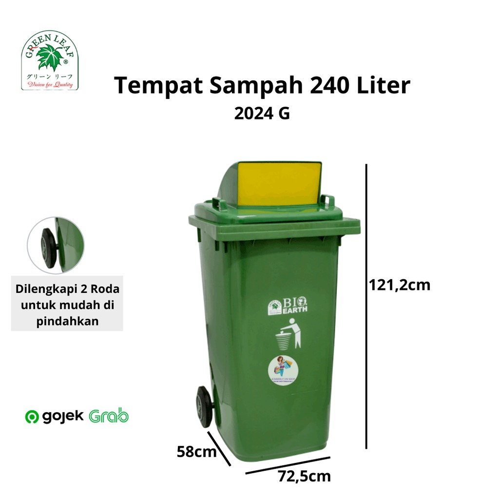 Tempat Sampah Bio Dustbin 240 Liter 2024 G Green Leaf