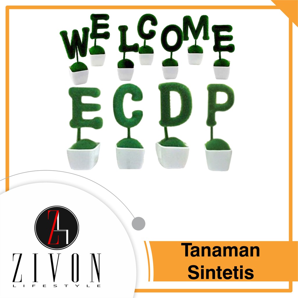 Pajangan Tanaman Palsu Sintetis Huruf  Alfabet Angka AF18 