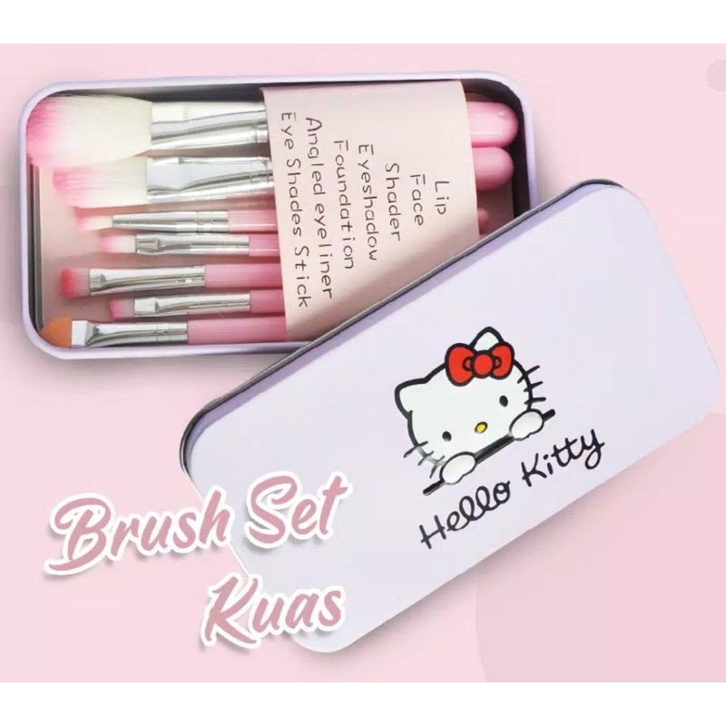 BRUSH SET KUAS MAC HELLO KITTY PINK ISI 7 KUAS MAKE UP KOSMETIK MAKEUP