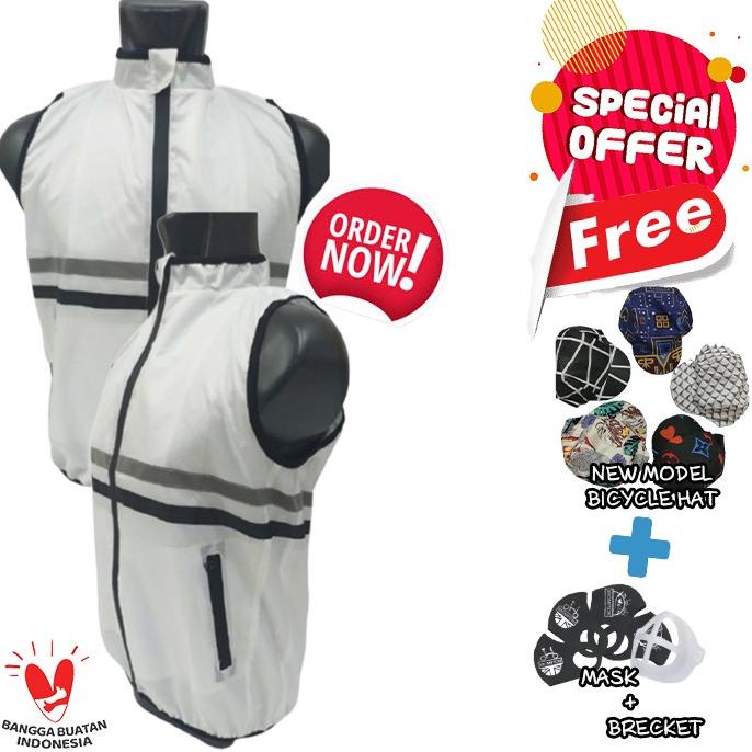 ROMPI SEPEDA LIPAT ROUTBIKE WINDBREAKER UNISEX WHITE