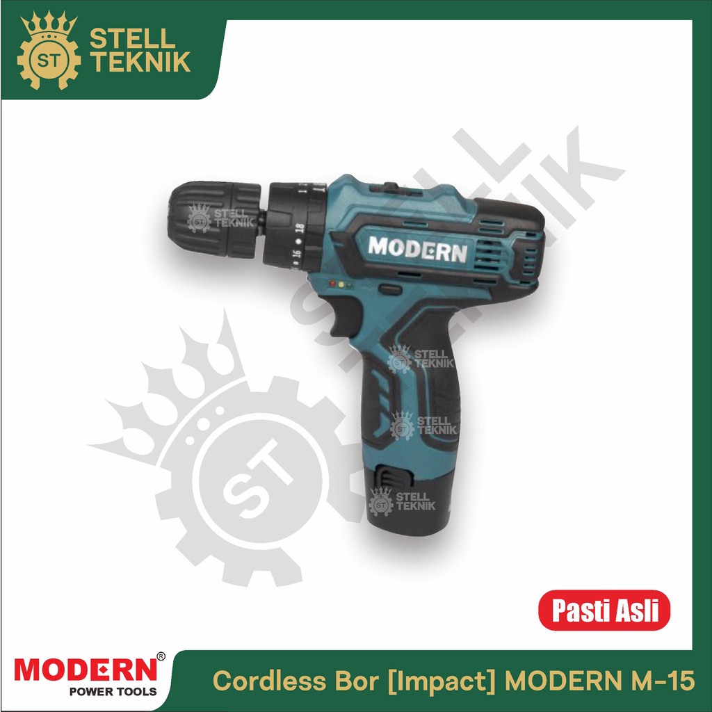 Cordless Bor Impact MODERN M-15 Mesin Bor Baterai Tanpa Kabel Mesin MODERN M-15
