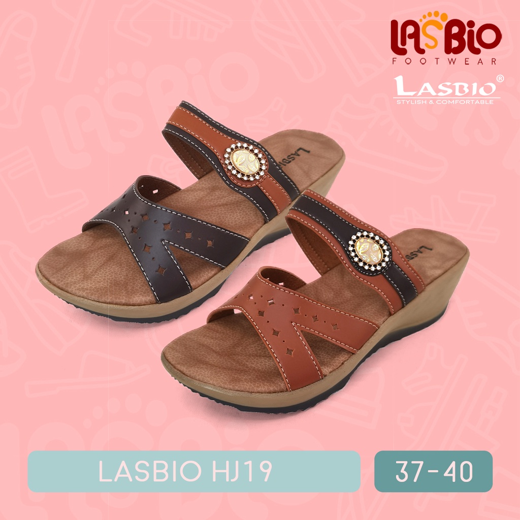 Sandal Selop Wedges Kasual Wanita Lasbio HJ19