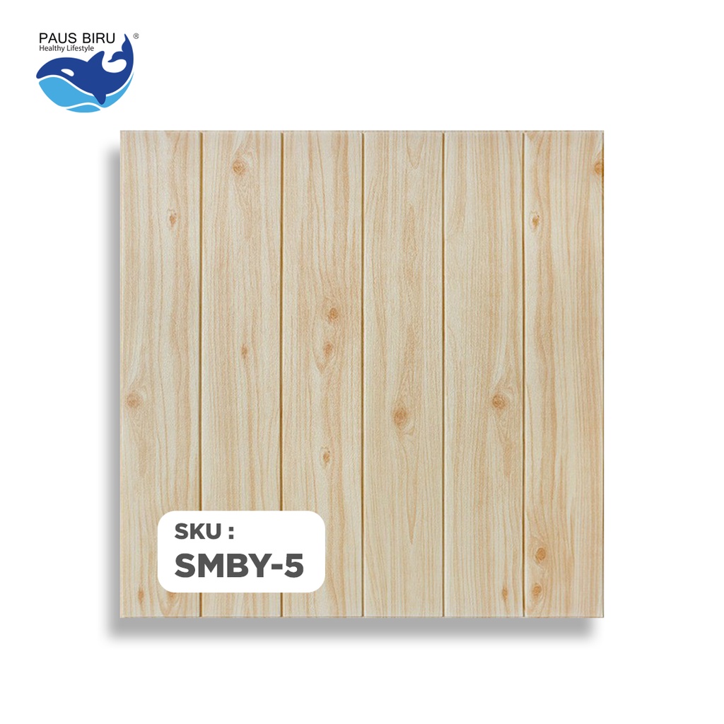 Paus Biru - Wallpaper dinding 3d motif kayu wood foam 70x70cm / wallfoam motif kayu-KAYU 3mm SMBY-5