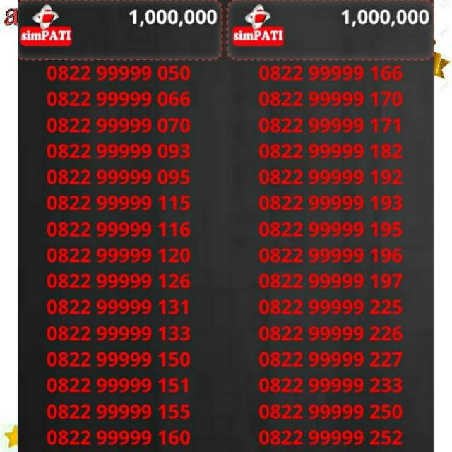 Nomor Cantik Simpati seri panca 9999 unik terbaru