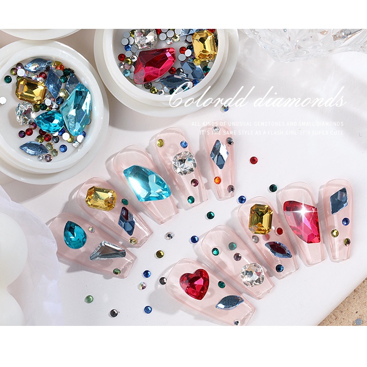 Pretty Hiasan Kuku 3D Bentuk Berlian Untuk Manicure Nail/Decoration Crystal Aksesoris Kuku Manik Manik Nail Art