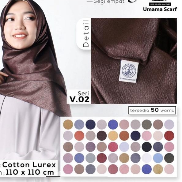 ♤ Hijab Segiempat - Jilbab Polos - Cotton Lurex - Glowing Umama Scarf - Dark Green ♦