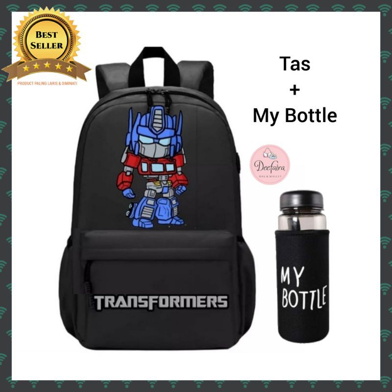 Tas Anak Laki Laki Ransel Sekolah SD SMP Backpack Superheros Plus My Bottle