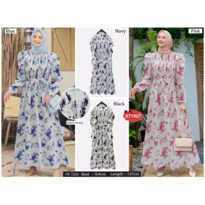 gamis smoke tangan balon by Extu