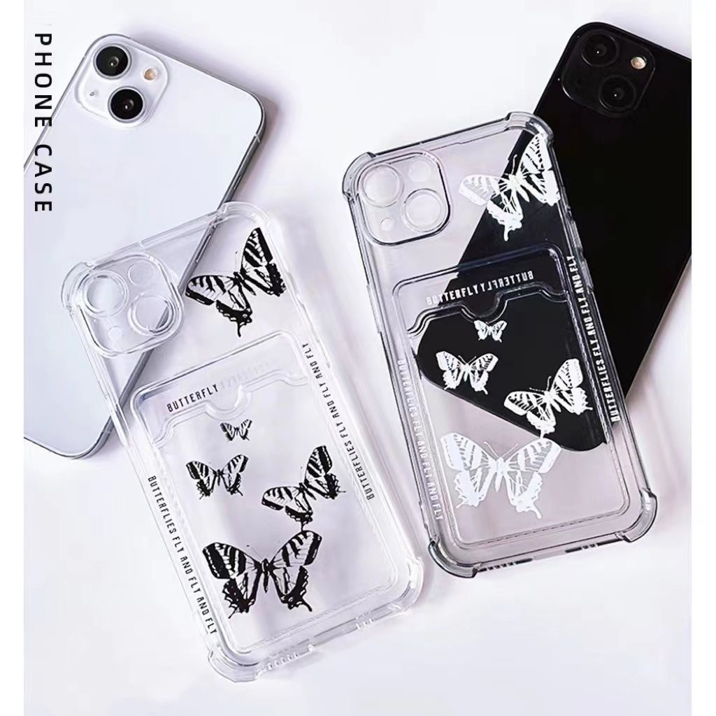 Soft Case Silikon TPU Transparan Shockproof Motif Butterfly Untuk IPhone 13 12 Mini 11 10 Pro XS Max X XR 8 7 6 6S Plus SE 2020