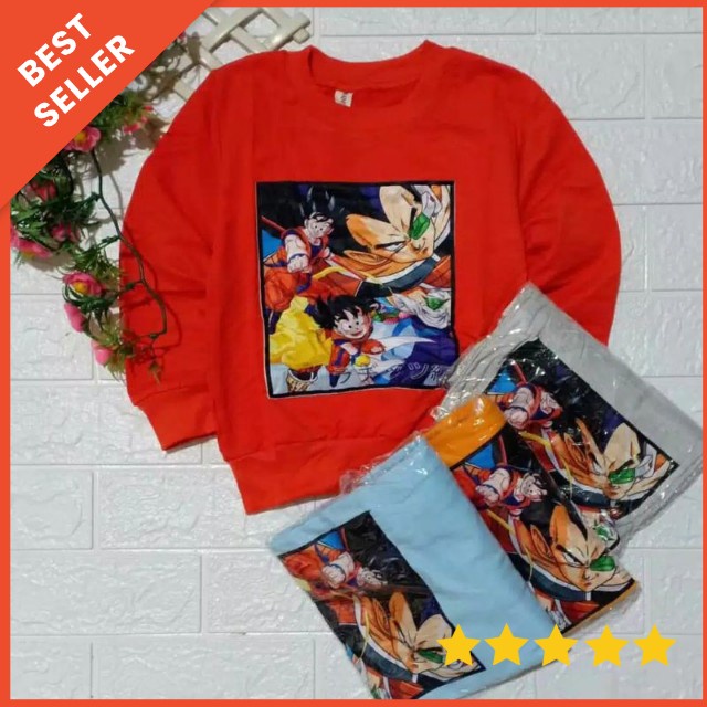 sweater anak laki laki import led 3-7 tahun dragon ball