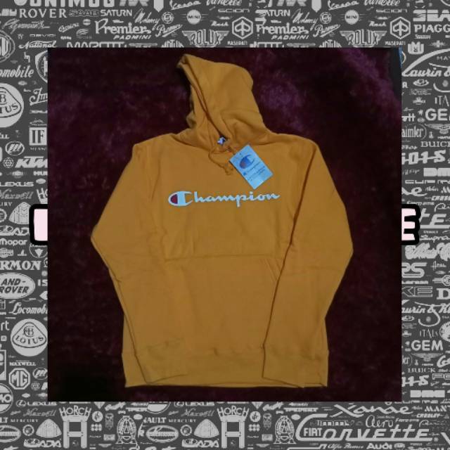 HOODIE CHAMPION SCRIPT YELLOW 100%ORIGINAL
