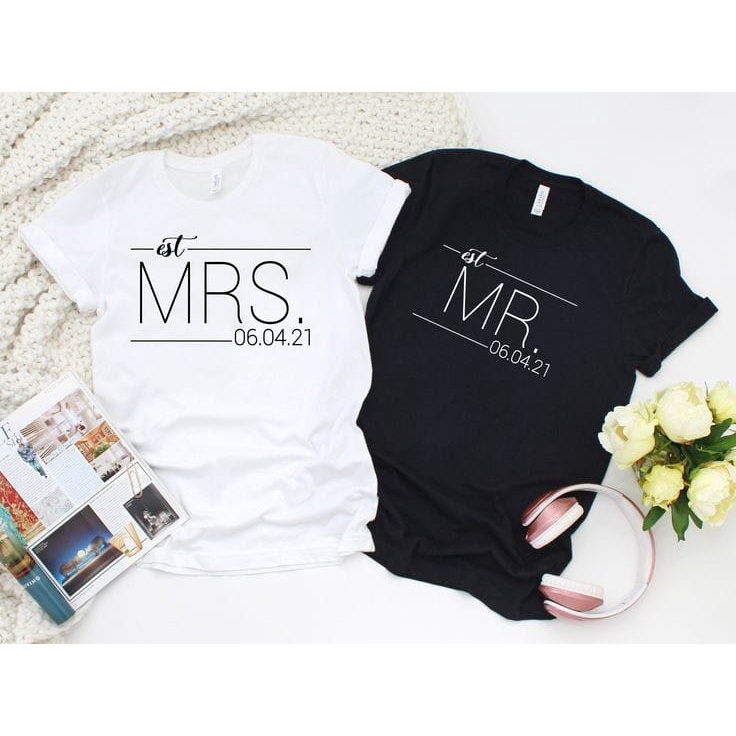 MYSTIQUE.ID-BAJU KAOS COUPLE MR&amp;MRS T-SHIRT LUCU DAN AESTHETIC