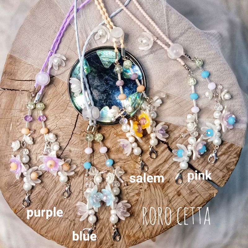 Strap Masker RORO CETTA  pengait hijab 2in1 kekinian  kristal ceko  permata sintetis  tali kalung se