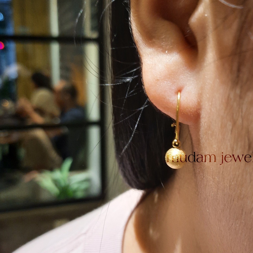 Anting Desi Bola Pasir Glitter dan Polos Tersedia Warna Gold