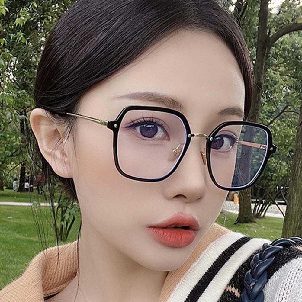 Mxbeauty Kacamata Anti Radiasi Motif Leopard Optik Komputer Kacamata Bingkai Besar Metal Square Wanita Eyeglasses