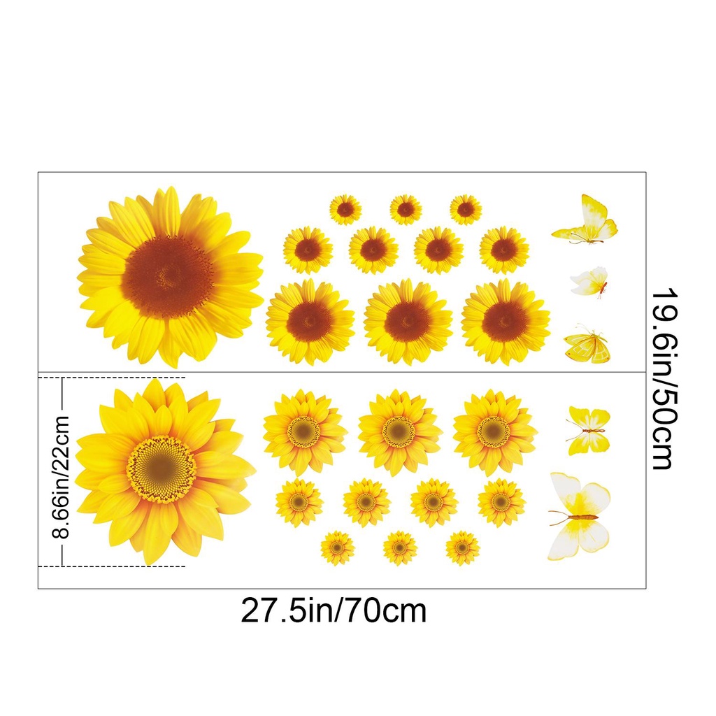 Top Sunflowers Wall Stiker Hadiah Dekorasi Rumah Nursery Ornament Motif Bunga Kuning