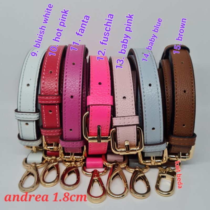 Andrea slim 1.8cm adjustable leather plain bag strap / tali tas panjang