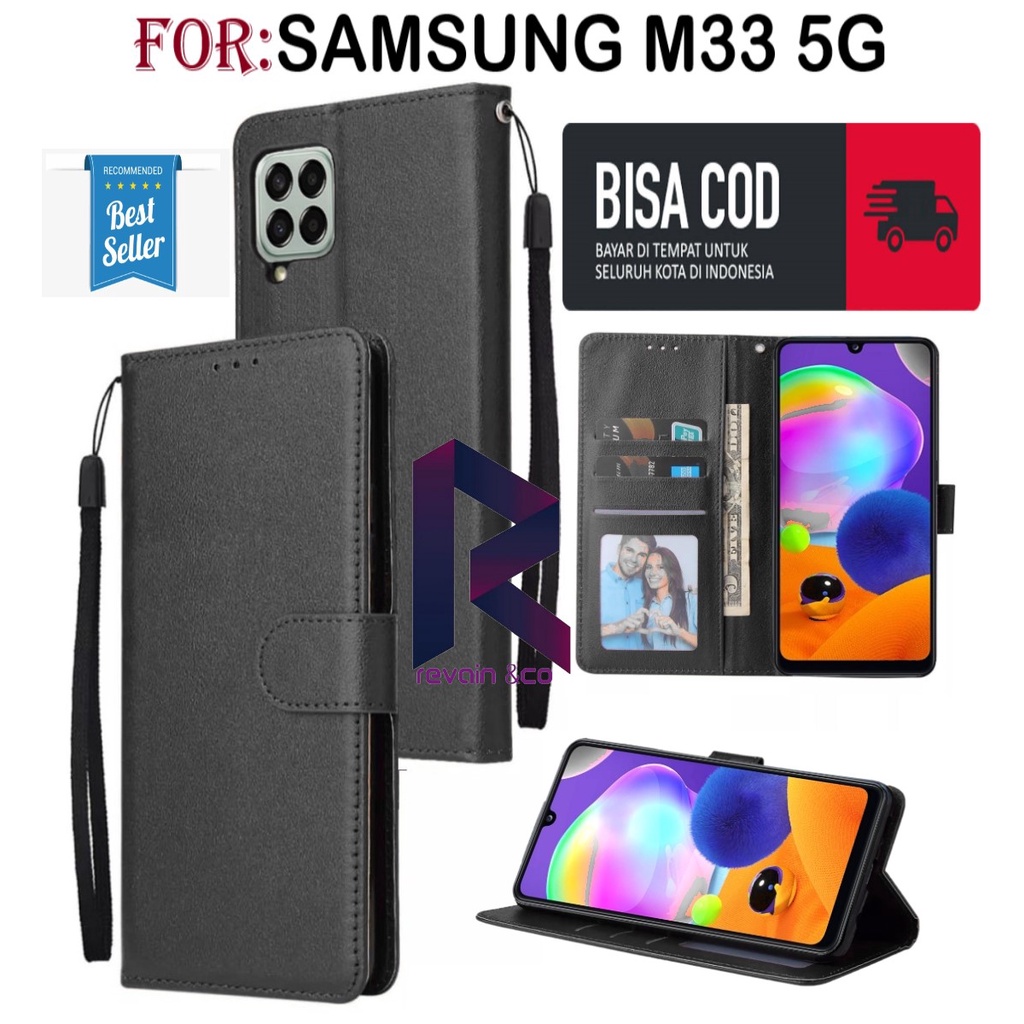 CASE SAMSUNG M33 5G FLIP WALLET LEATHER KULIT PREMIUM SARUNG BUKA TUTUP KESING HP FLIP CASE SAMSUNG M33 5G