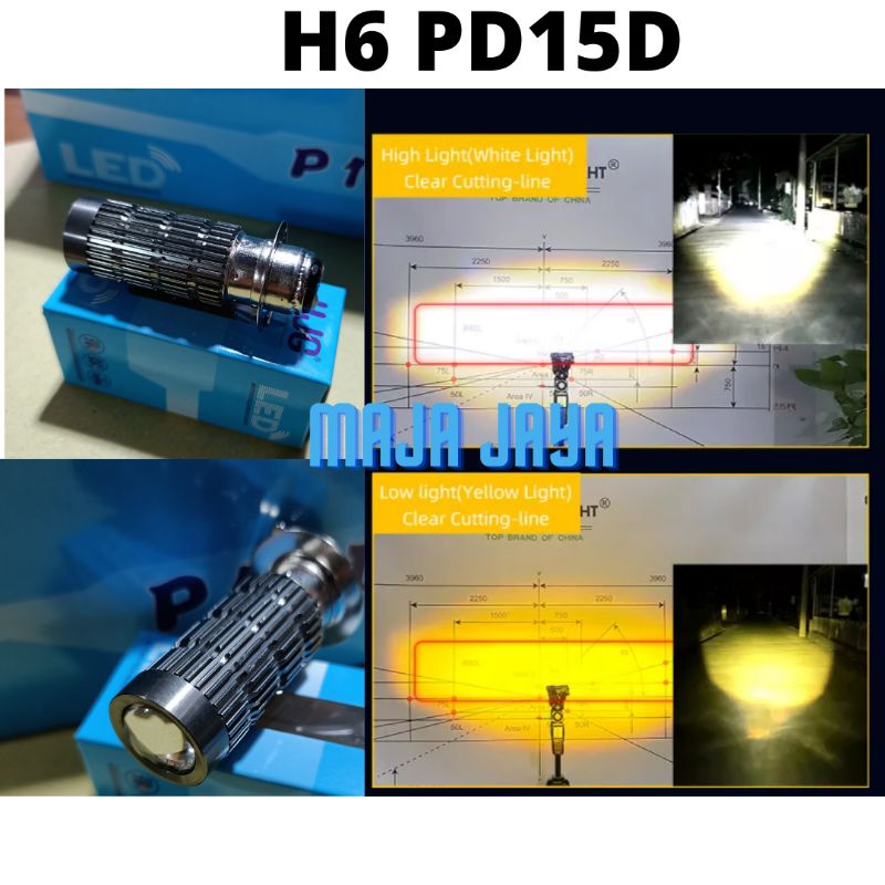 Lampu Motor LED utama Putih kuning 2 mode H6 Motor Mio beat Vario Pd15d HJG / AES Laser LED fish eye