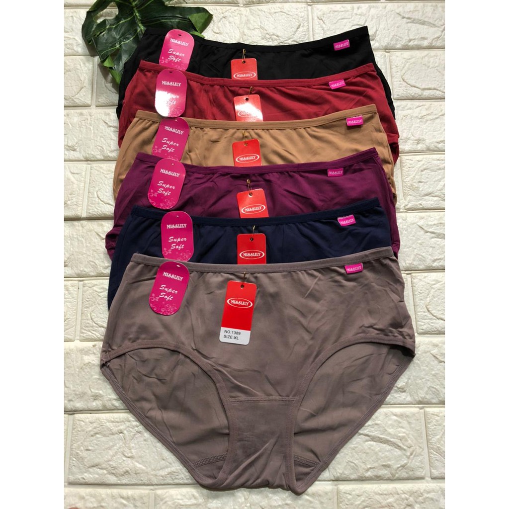 MISSLILY  | Celana Dalam Wanita SUPER SOFT JAHIT BELAKANG WARNA TUA GELAP / art 1389