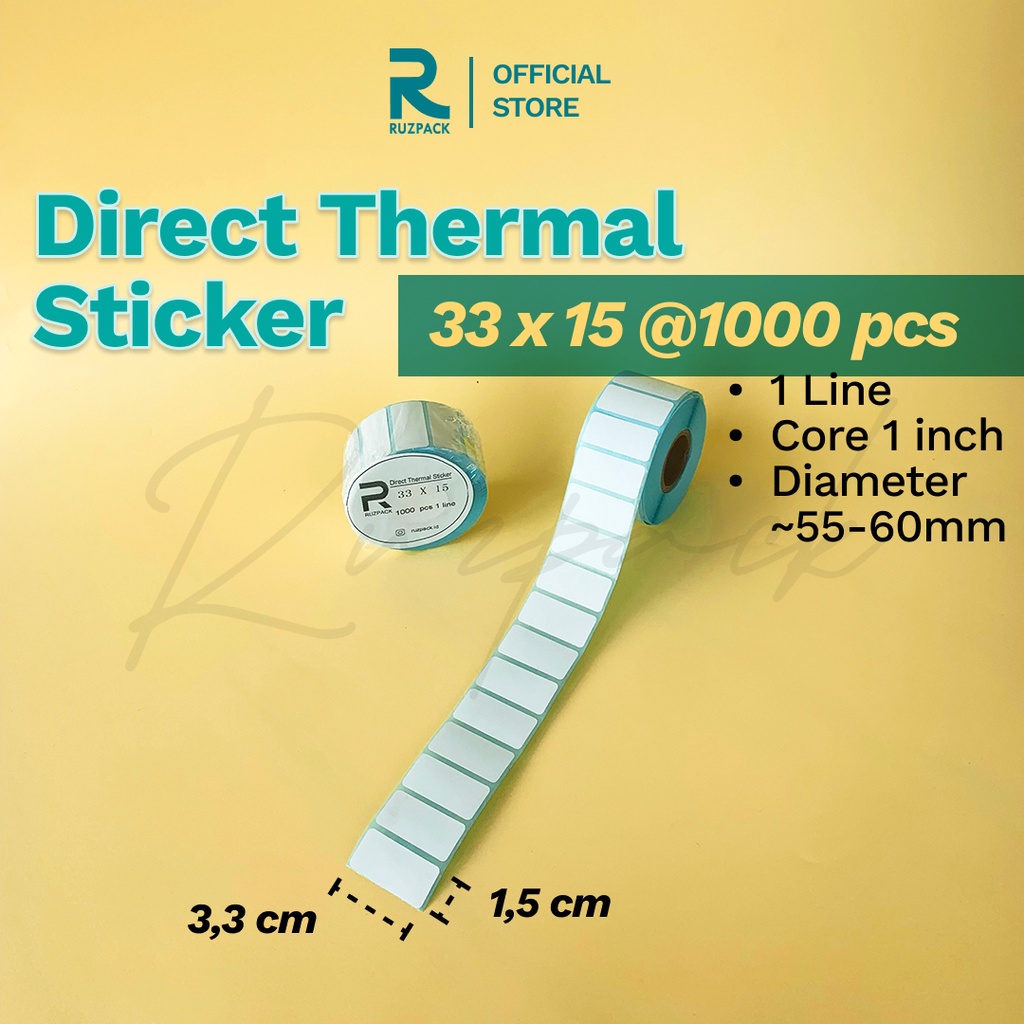 Direct Thermal Sticker [33x15 MM] Stiker Resi Pengiriman Label Barcode Thermal 1 LINE 1000 PCS