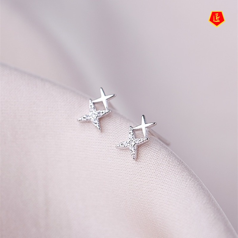 [Ready Stock]Simple Personality Star S925 Silver Stud Earrings for Women