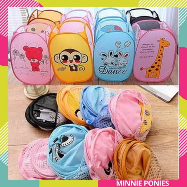 Keranjang baju kotor lipat karakter lucu / Keranjang Baju Kotor Lipat Motif Karakter Laundry Basket