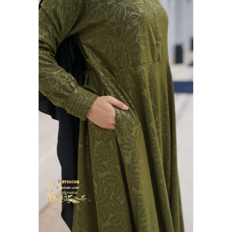 GAMIS HERMOSA MOTIF BUNGA LILY/BUNGA LILY ARMY/GAMIS ARMY/GAMIS BATIK/ GAMIS MURAH/ GAMIS WOLFIS