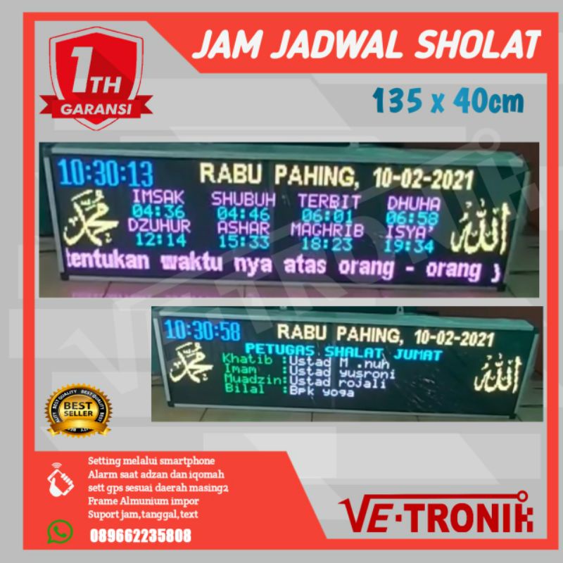Jam digital jumbo jadwal sholat otomatis wifi