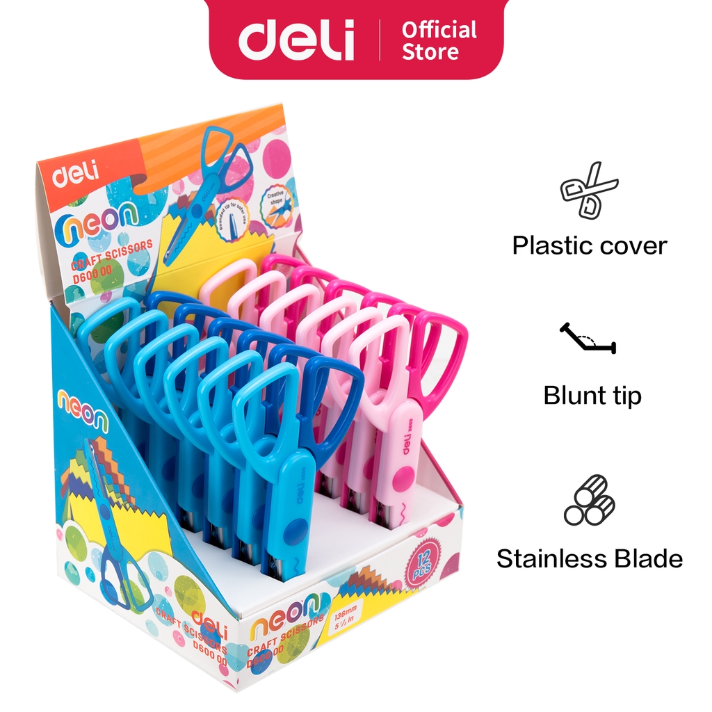 

Deli Gunting Neon Zigzag 2 Warna desain ergonomis tip tumpul untuk penggunaan yang aman ED6000