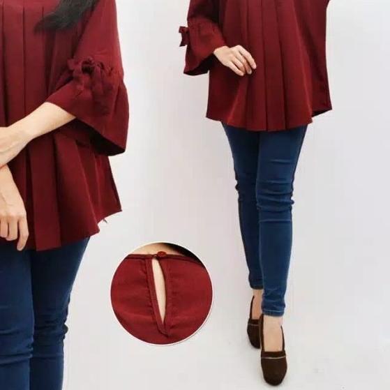 ☉ Binx BLOUSE WANITA | BIG SIZE | PLAIN BLOUSE | BAJU JUMBO ERLINDA - Hijau Botol ✴