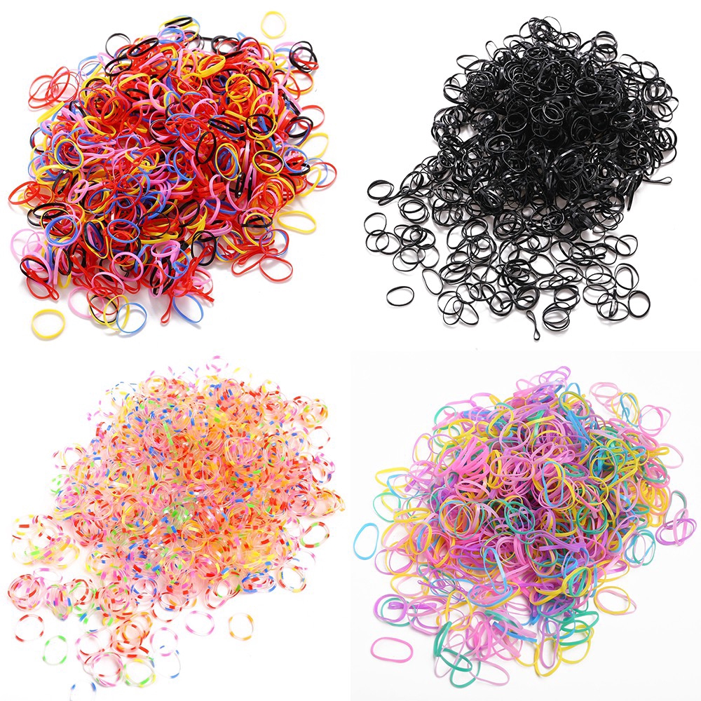 100pcs/kantong Karet Rambut Elastis Bahan Nilon Warna-Warni Untuk Bayi/Anak Perempuan