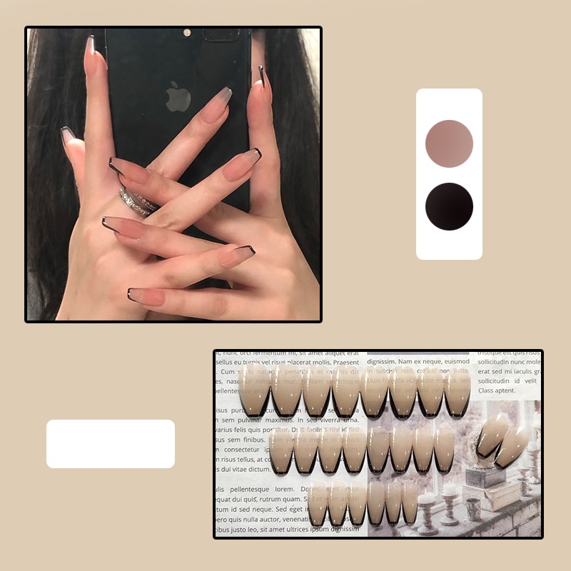 Kuku Palsu Fake Nail 24 Pcs Kemasan Strip Kuku Palsu Baru Fake Nails Kuku Palsu 3d Kuku Palsu Polos French Manicure-T129