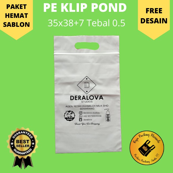 Plastik Sablon Klip Uk 35x38+7 Tebal 0,5 Packing Olshop / Plastik ziplock / plastik cetik / plastik