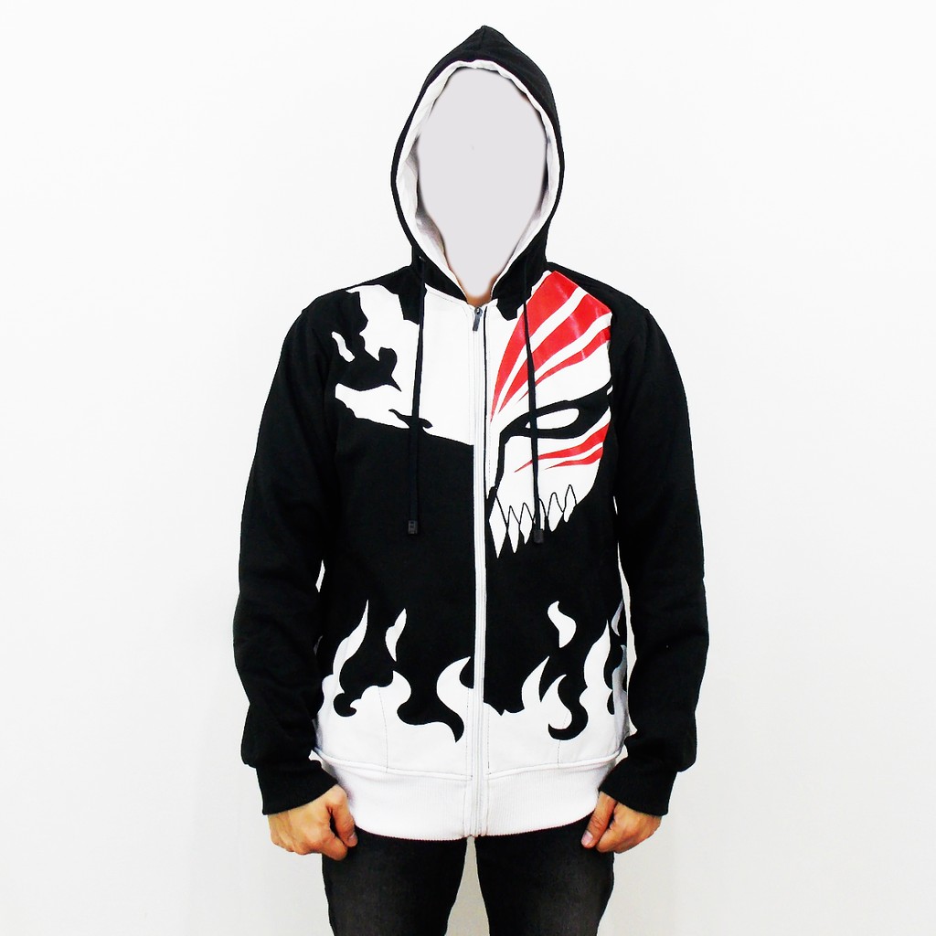 JAKET BLEACH - JAKET ANIME BLEACH ICHIGO KUROSAKI HOLLOW HITAM - JAKET COSPLAY ANIME - SWEATER PRIA