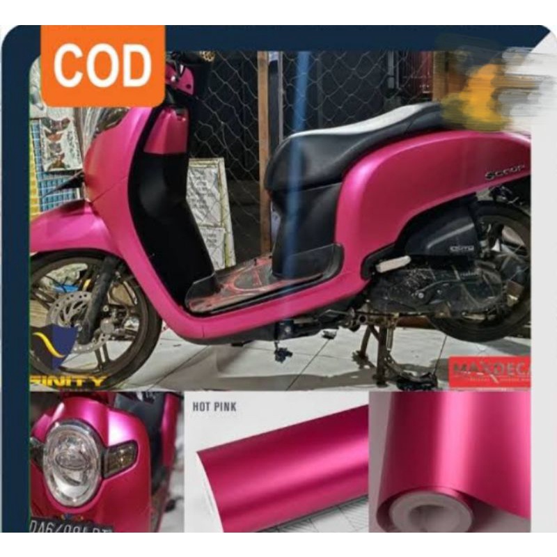sticker Skotlet pink metalik doff motor/mobil
