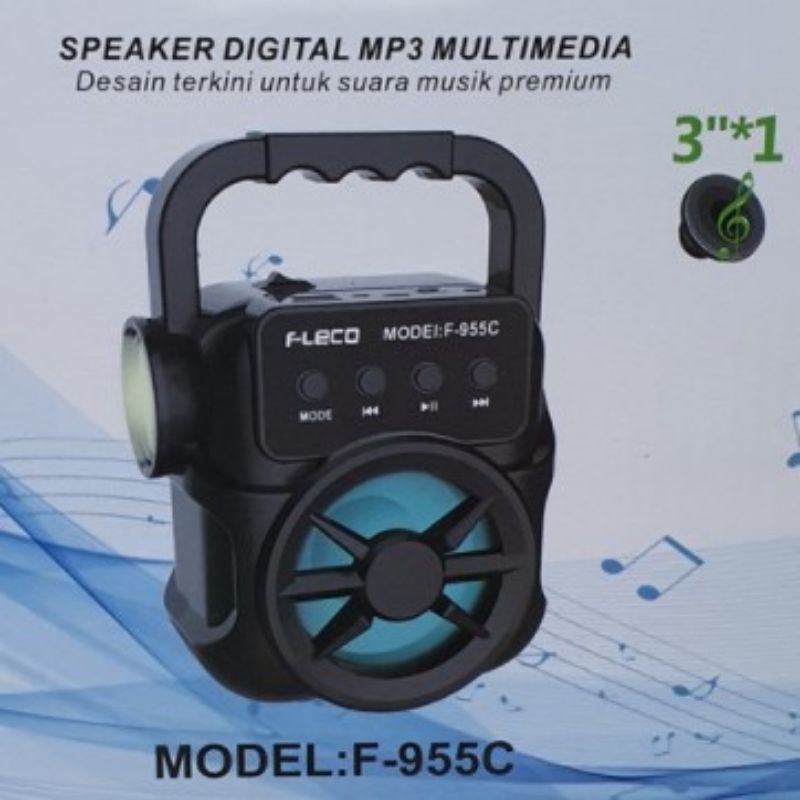 Speaker Bluetooth 3 Inch Fleco F-955 Bisa Senter Free Mic