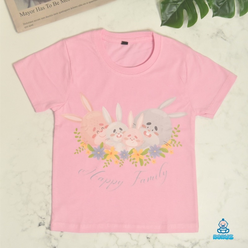 Kaos T-Shirt Baju Anak Laki Laki Perempuan Unisex Family Shirt Model Rabbit Family