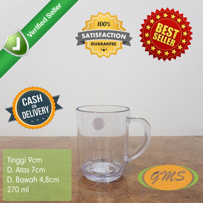 

6 Pcs Gelas Kopi Teh Gagang Plastik 270ml Food Grade Golden Dragon
