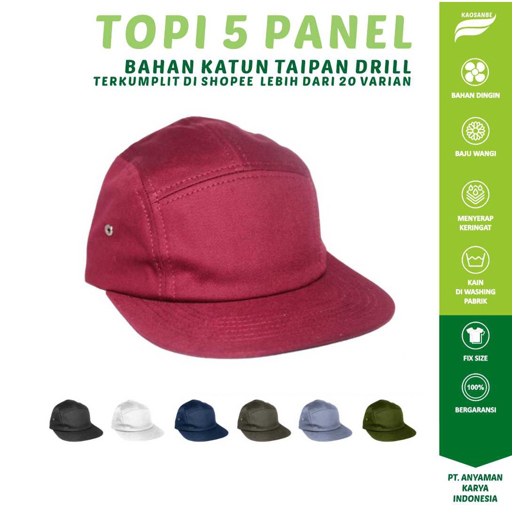 Kaosanbe Topi 5 Panel Baseball Distro Premium Bahan Taipan Drill